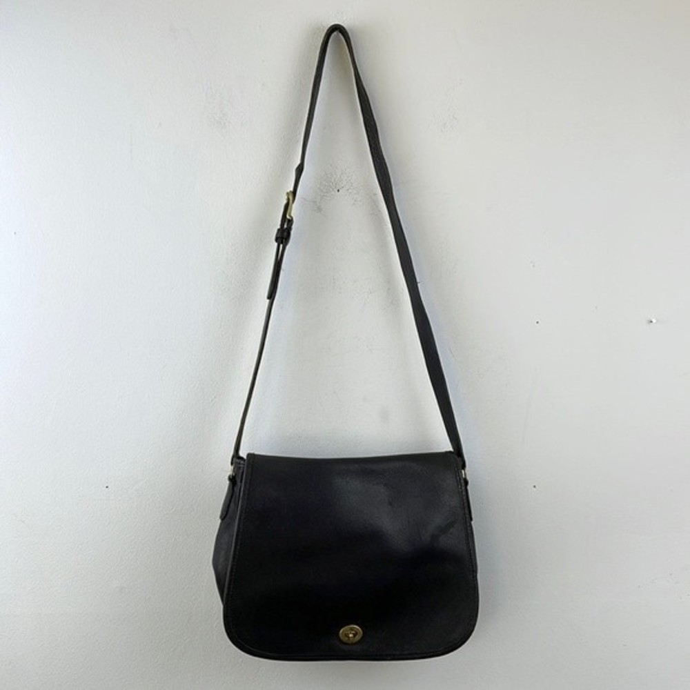 Coach Black Leather Crossbody Bag with Gold Hardware